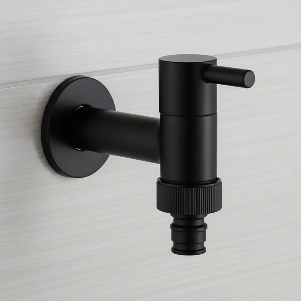 MATTEFLOW – Robinet mural noir pour cuisine, salle de bain et extérieur