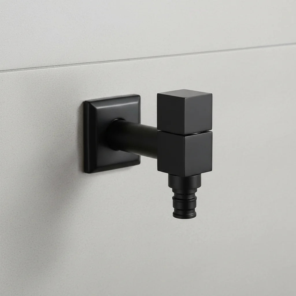 MATTEFLOW – Robinet mural noir pour cuisine, salle de bain et extérieur