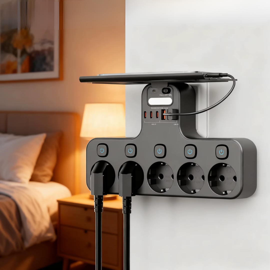 Multiprise murale | Prises à commande individuelle | Ports de chargement USB | WallCharge