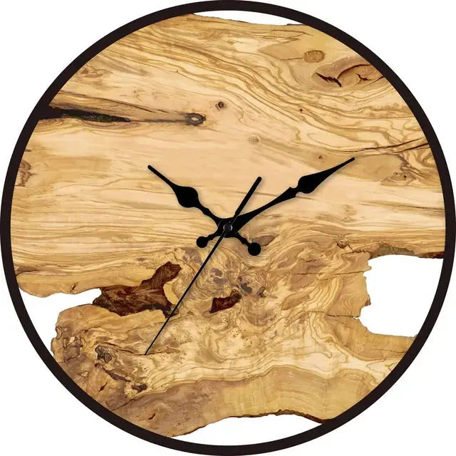 Horloge murale | Bois naturel avec finition en résine | Mécanisme à quartz silencieux | Aurelwood