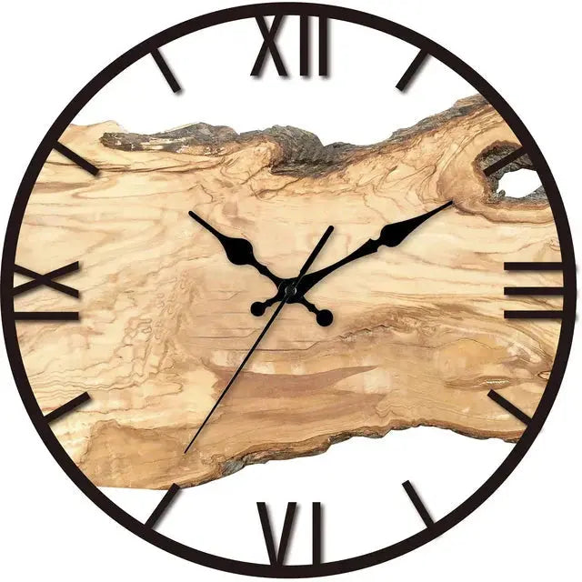 Horloge murale | Bois naturel avec finition en résine | Mécanisme à quartz silencieux | Aurelwood