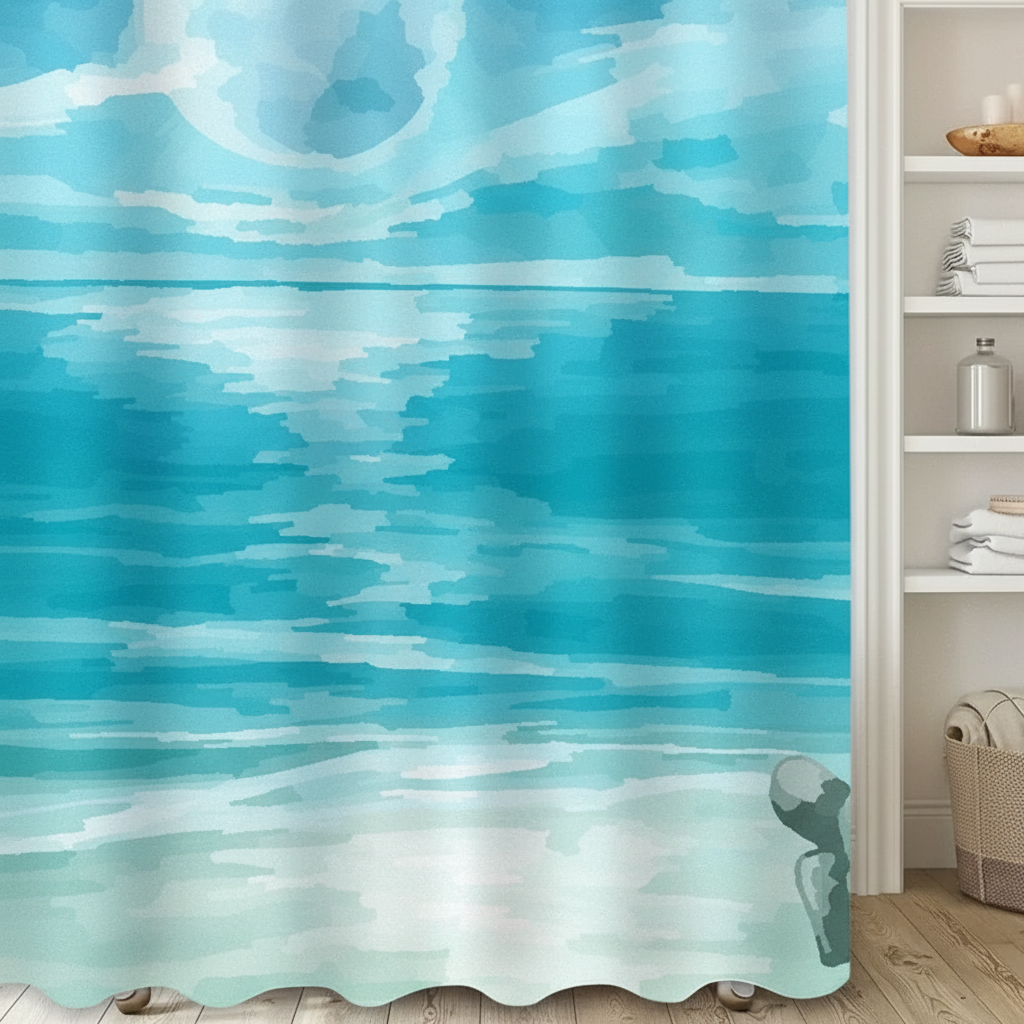 Tissu de rideau de douche imperméable - SeaBlur