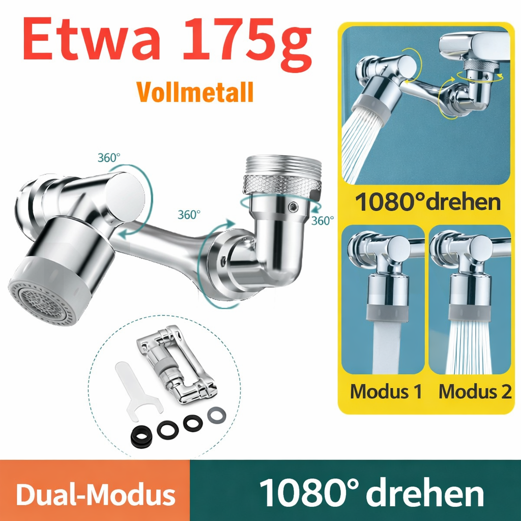 Extenseur de Robinet | Rotation à 1080° | 2 Modes d'Eau | FlexFlow