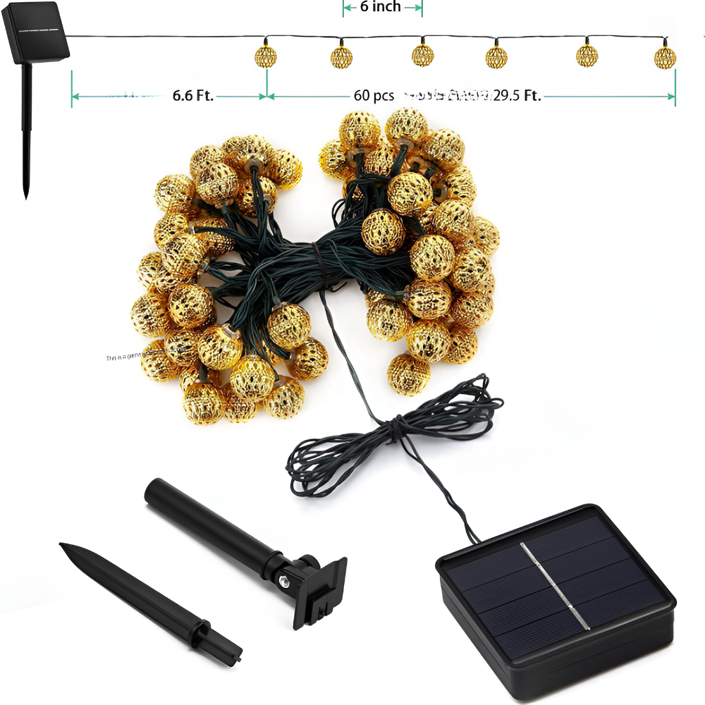 Guirlande lumineuse solaire avec lanternes LED marocaines pour une utilisation en extérieur
