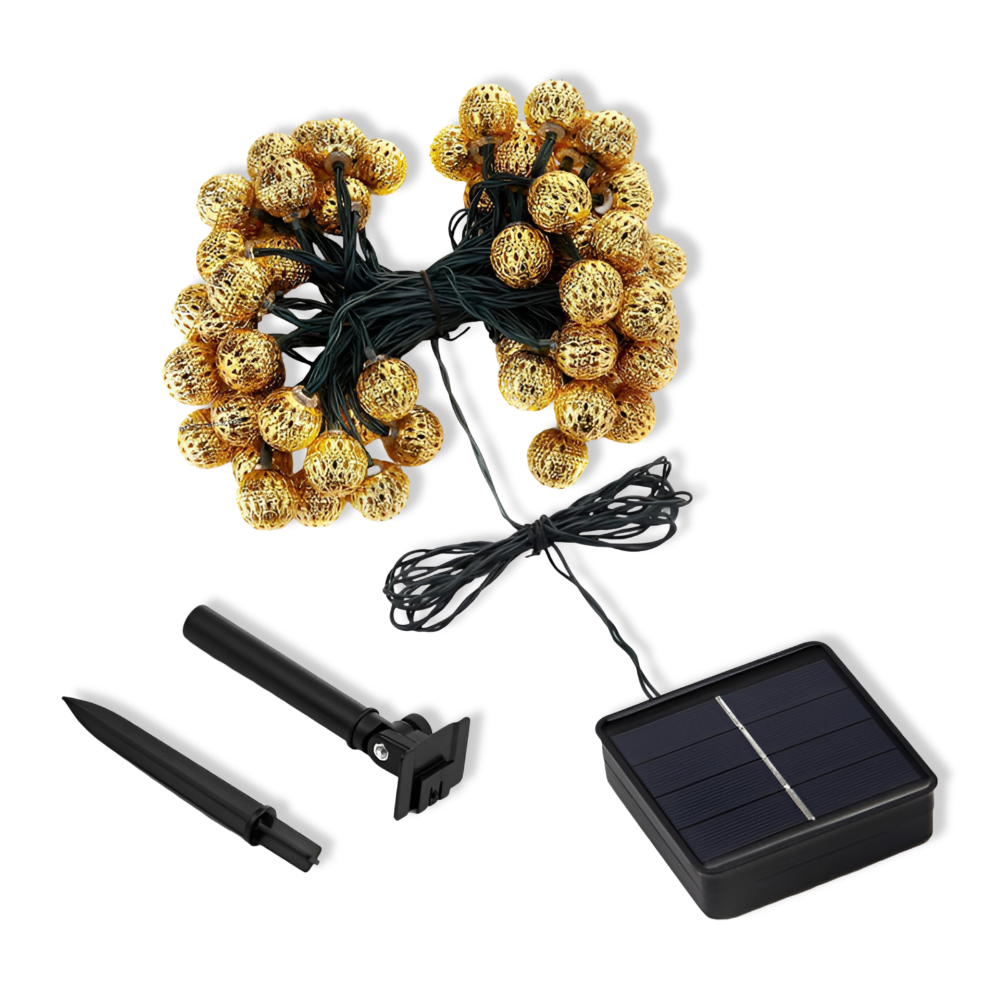 Guirlande lumineuse solaire avec lanternes LED marocaines pour une utilisation en extérieur