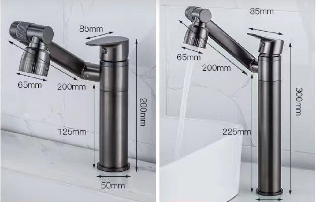 Robinet en acier inoxydable pivotant à 360°