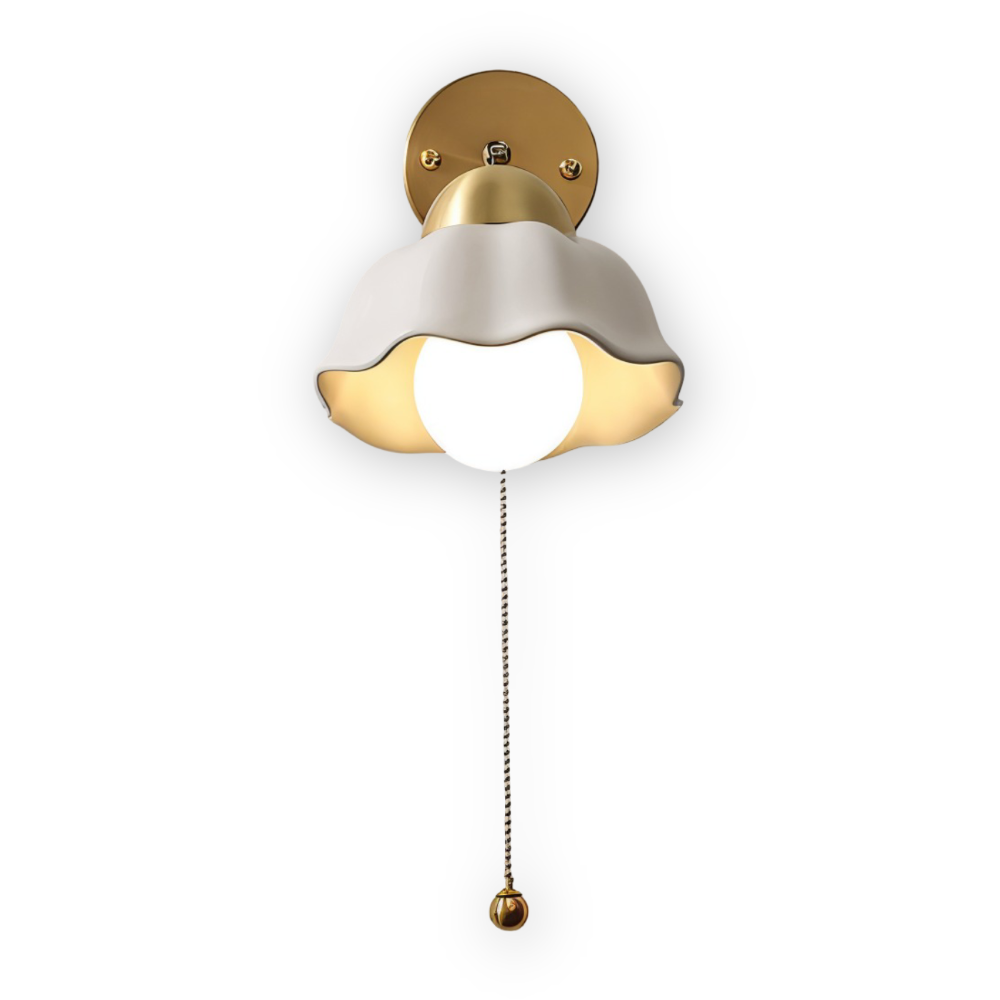 Florielle Applique Murale – Lampe Fleur Française en Blanc et Or pour Chambre à Coucher