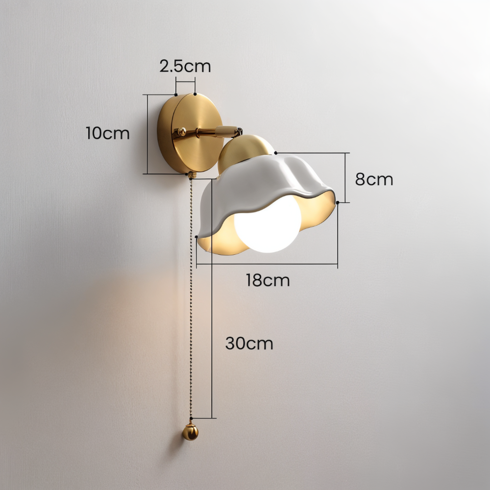 Florielle Applique Murale – Lampe Fleur Française en Blanc et Or pour Chambre à Coucher