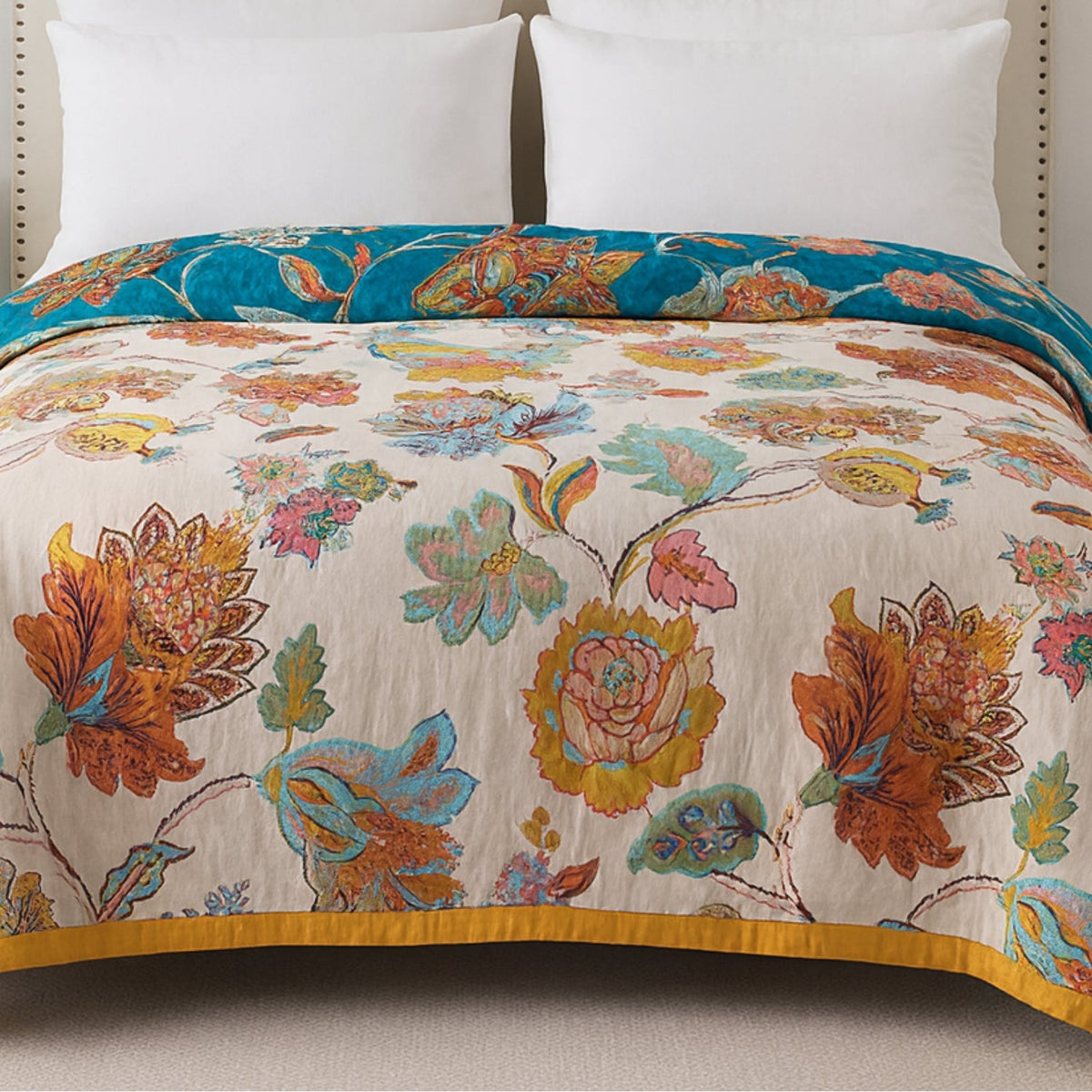 Couverture en Coton Réversible Flora Wildbloom