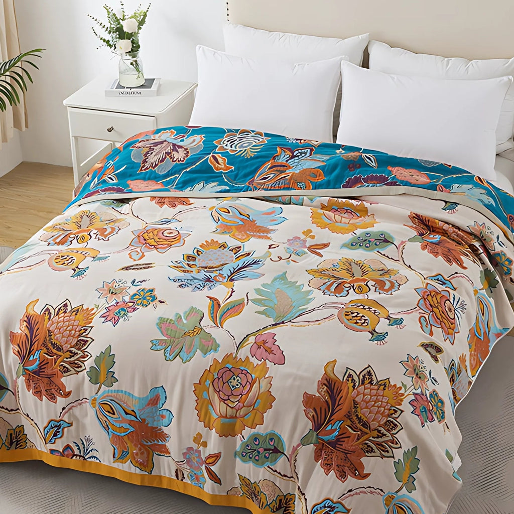 Couverture en Coton Réversible Flora Wildbloom