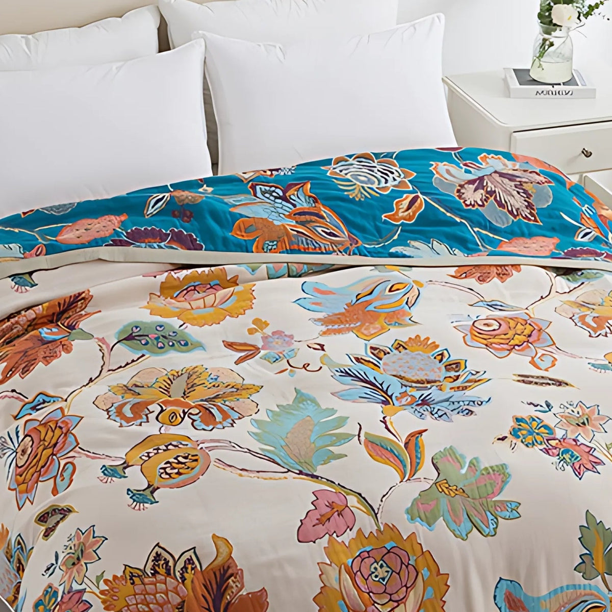 Couverture en Coton Réversible Flora Wildbloom