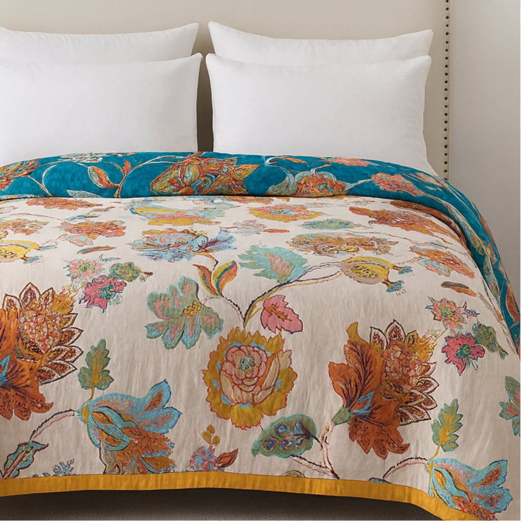 Couverture en Coton Réversible Flora Wildbloom
