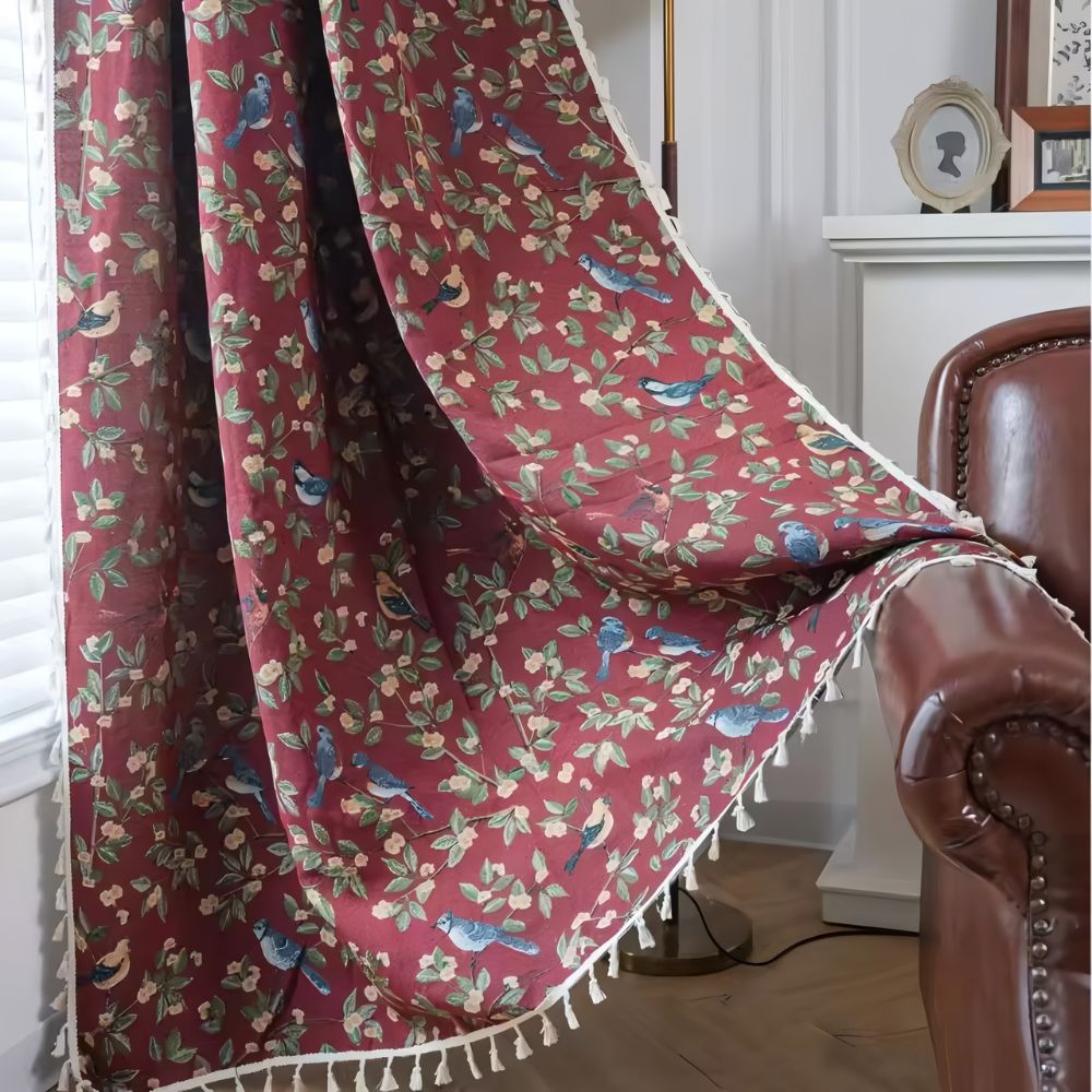 Rideau à Franges Tissé de Fleurs Sauvages
