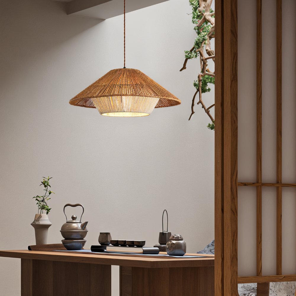 SakuraZen Suspension – Lampe à Pendre Inspirée du Japon en Style Wabi-Sabi