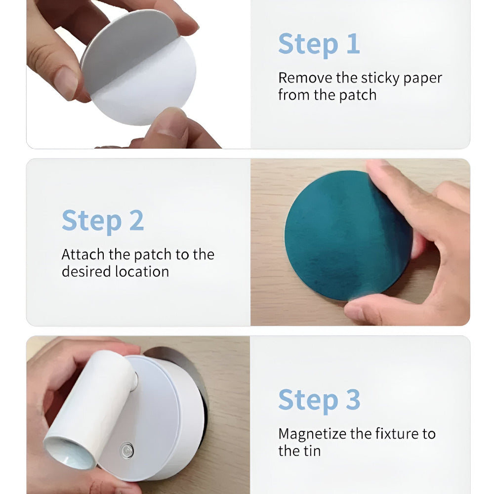 Lampe de Chevet Sans Fil Rechargeable à Trois Couleurs - Lampe Murale Magnétique Polyvalente