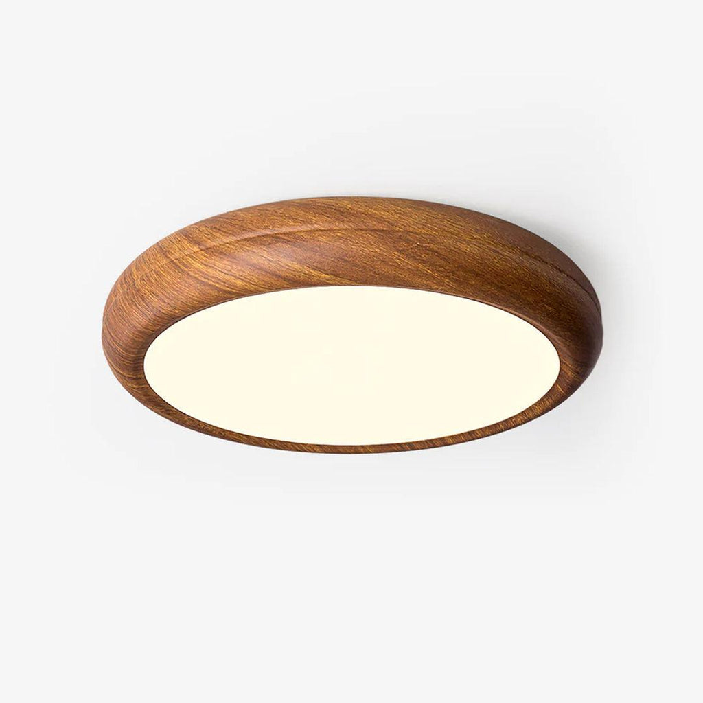Lampe de plafond ronde avec effet de veines de bois
