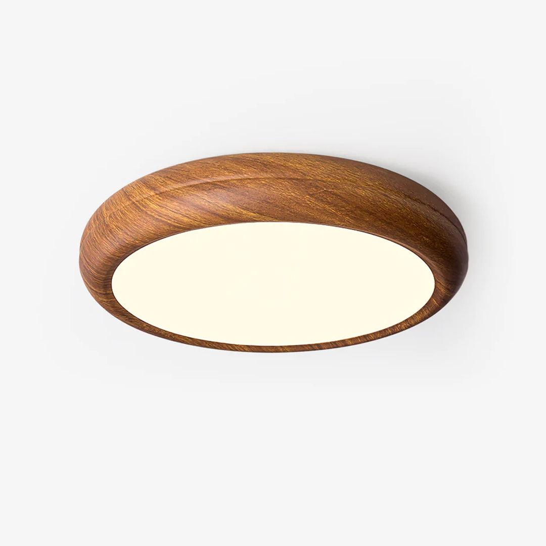 Lampe de plafond ronde avec effet de veines de bois