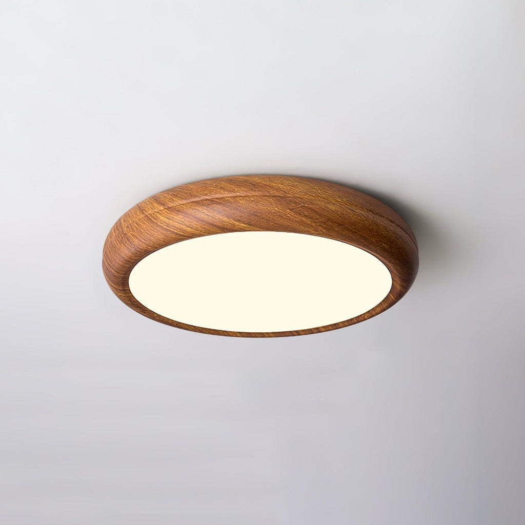 Lampe de plafond ronde avec effet de veines de bois