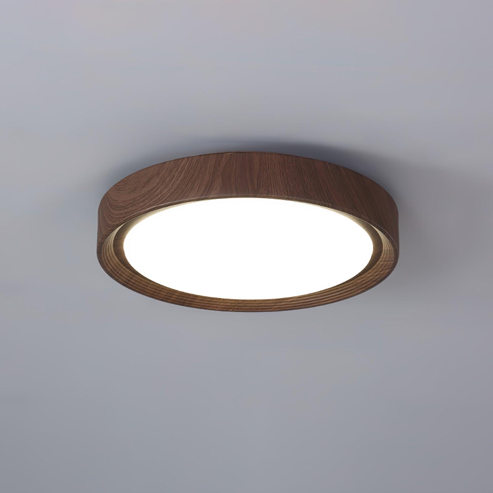Lampe de plafond ronde avec effet de veines de bois