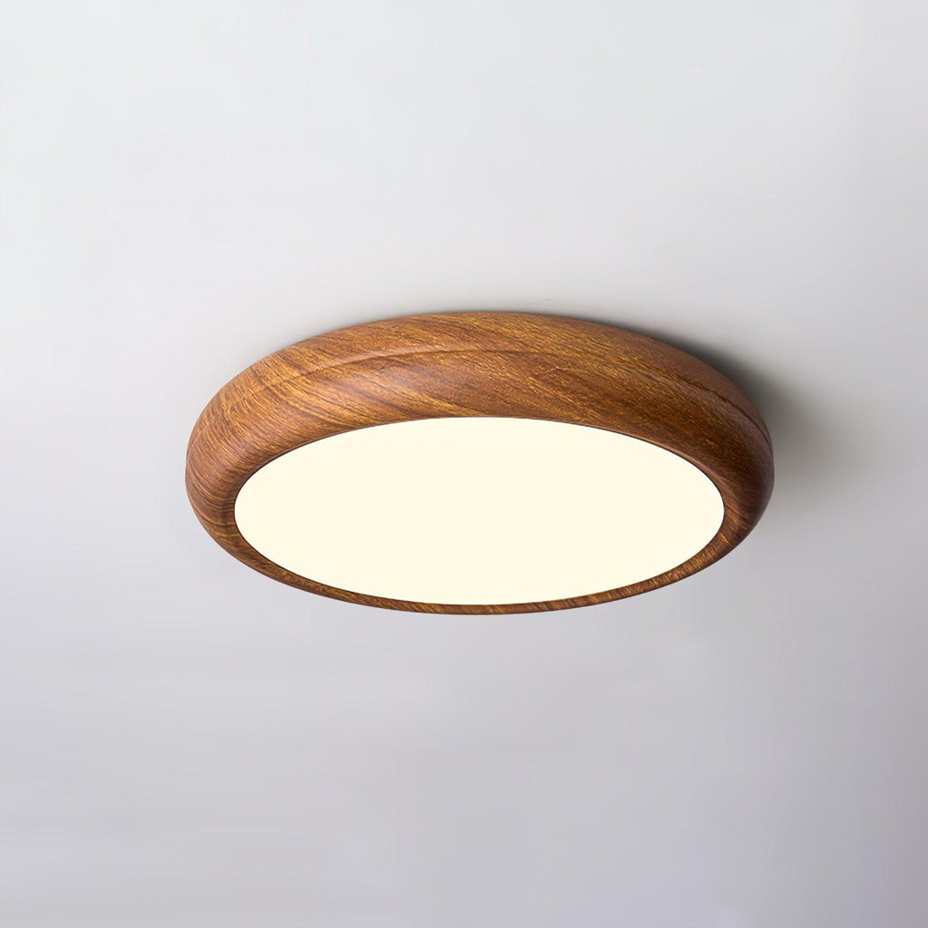 Lampe de plafond ronde avec effet de veines de bois