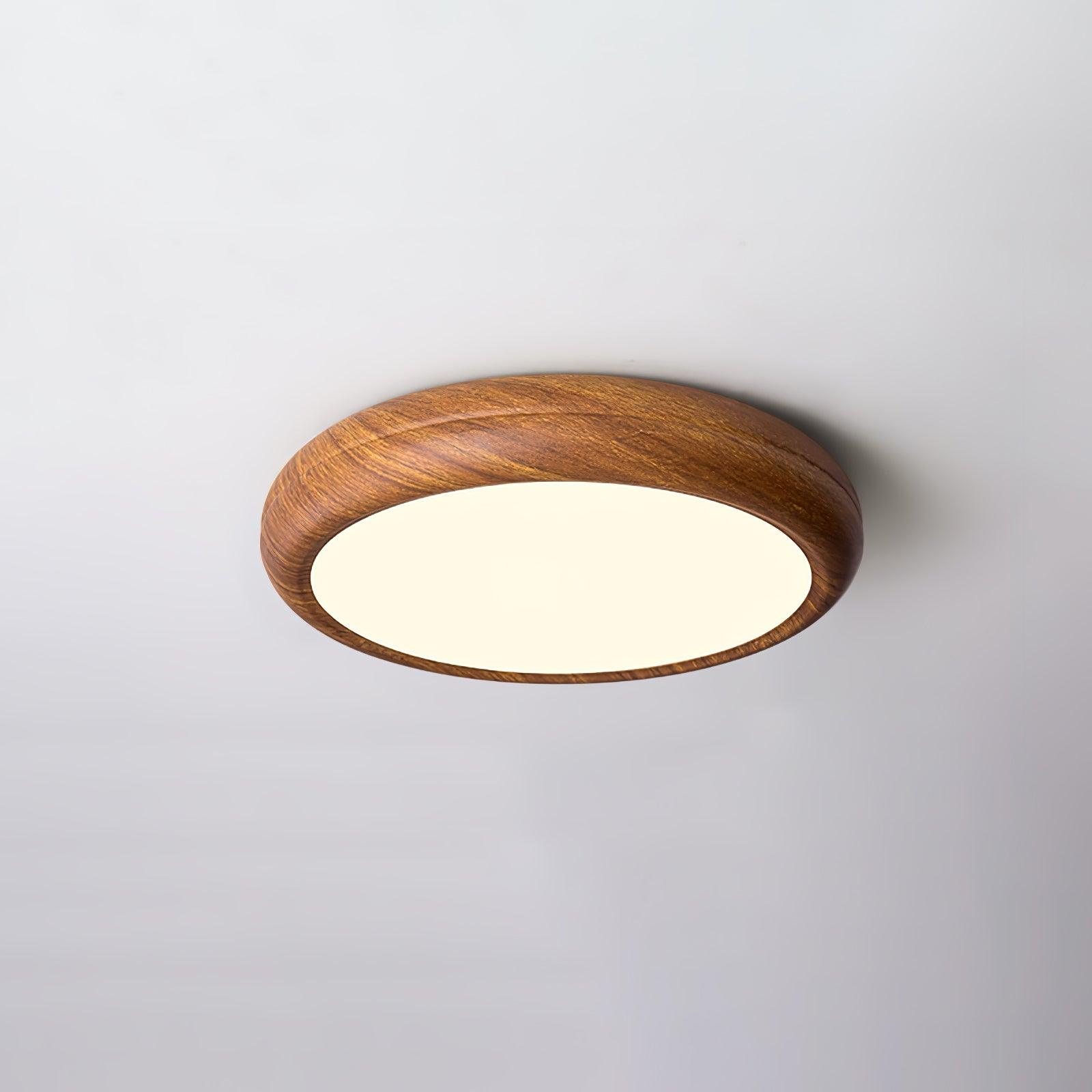 Lampe de plafond ronde avec effet de veines de bois