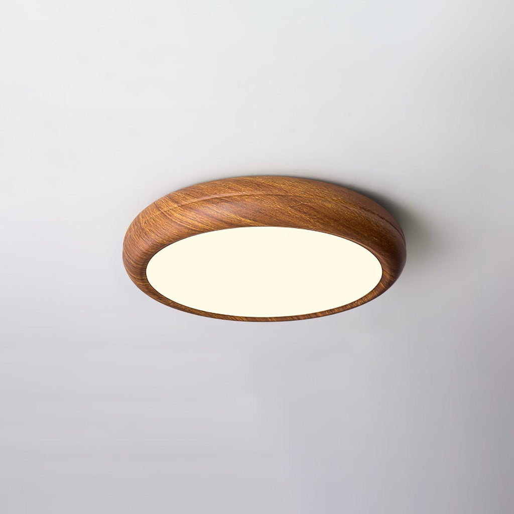Lampe de plafond ronde avec effet de veines de bois