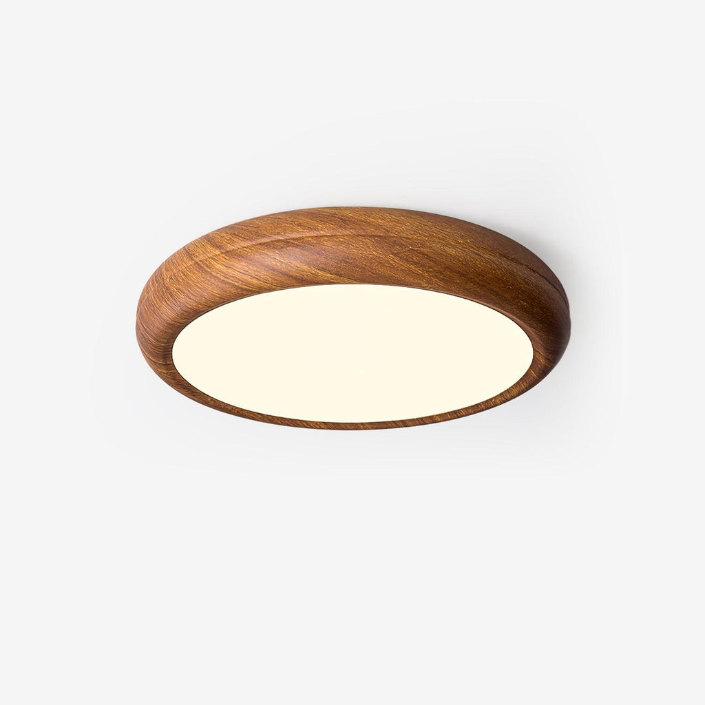 Lampe de plafond ronde avec effet de veines de bois