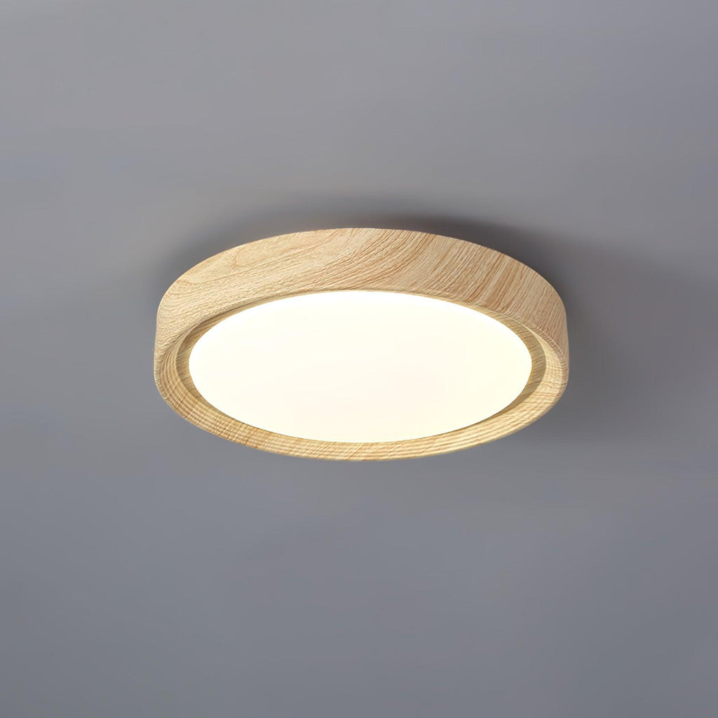 Lampe de plafond ronde avec effet de veines de bois
