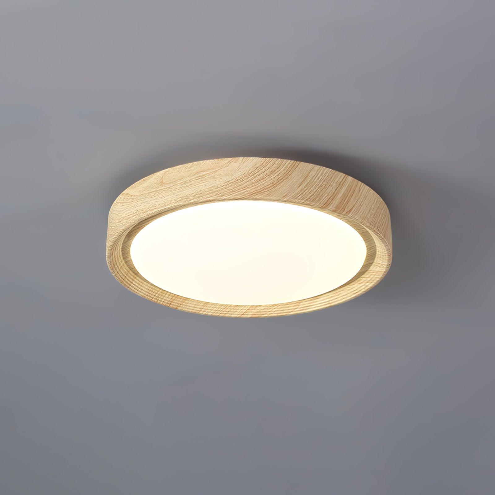 Lampe de plafond ronde avec effet de veines de bois