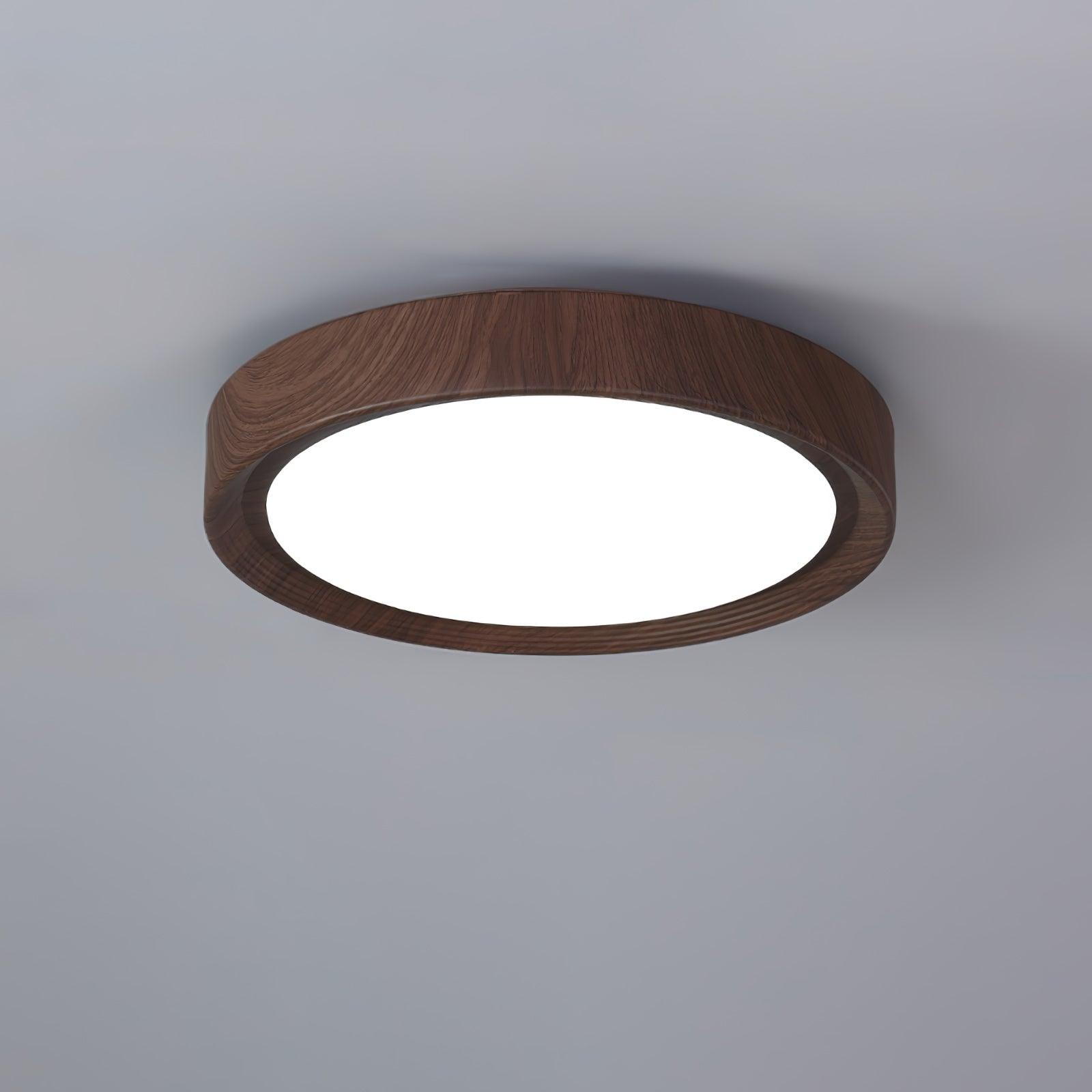 Lampe de plafond ronde avec effet de veines de bois