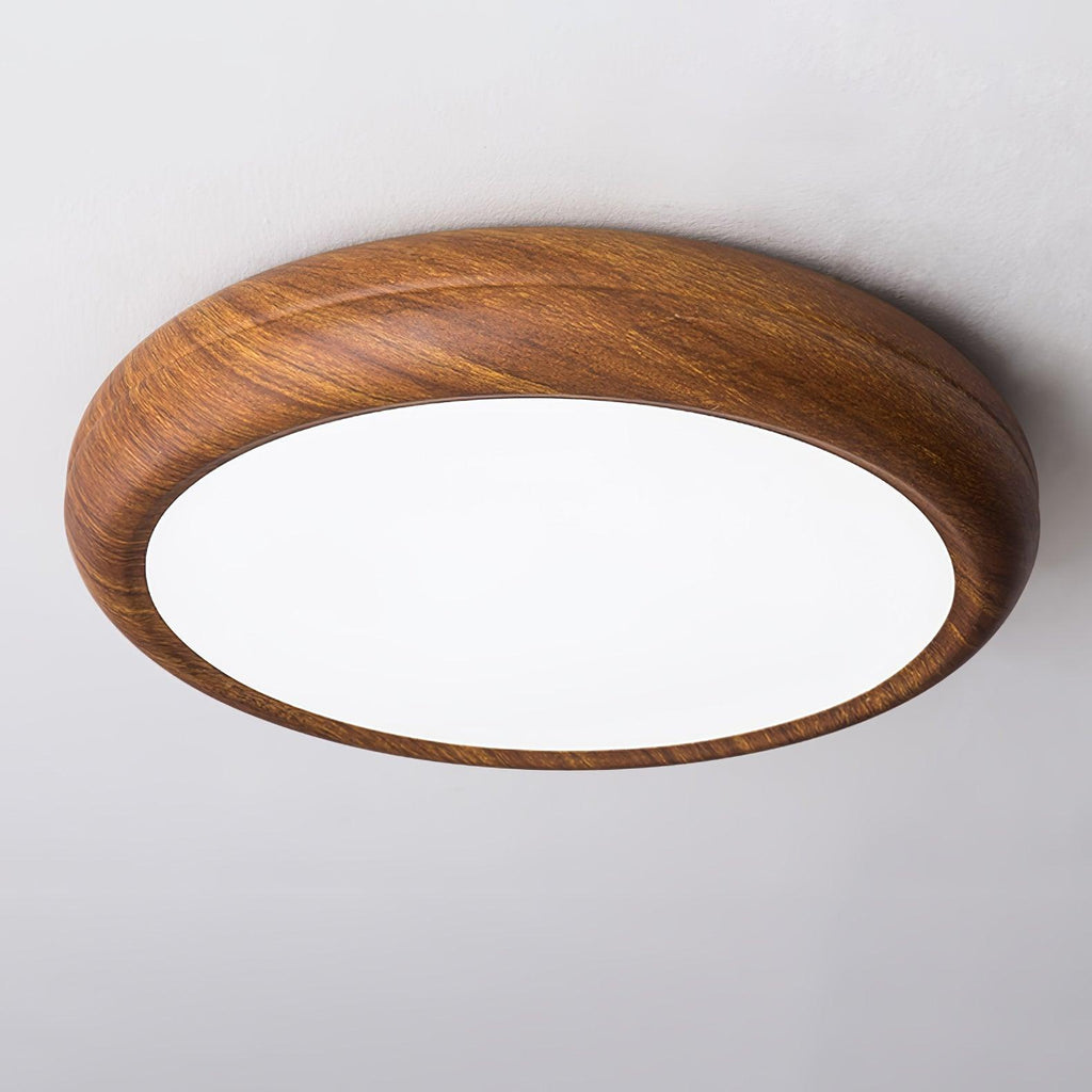 Lampe de plafond ronde avec effet de veines de bois