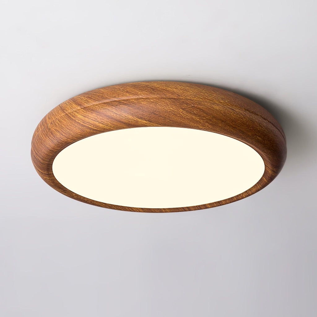 Lampe de plafond ronde avec effet de veines de bois