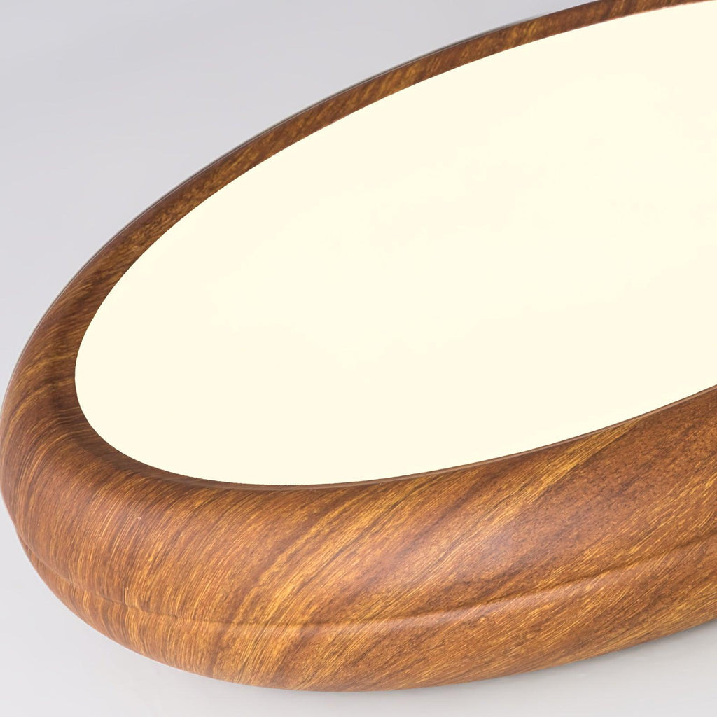 Lampe de plafond ronde avec effet de veines de bois