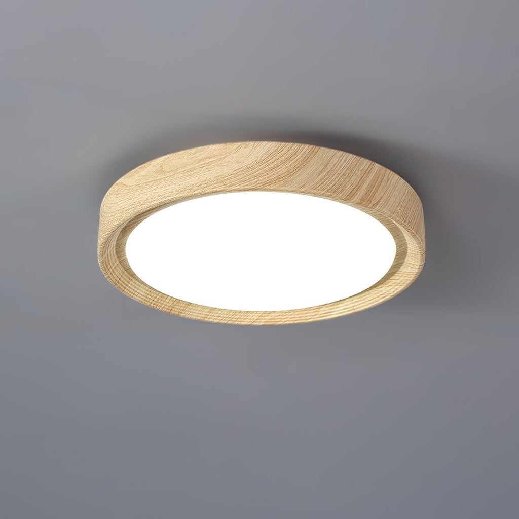 Lampe de plafond ronde avec effet de veines de bois