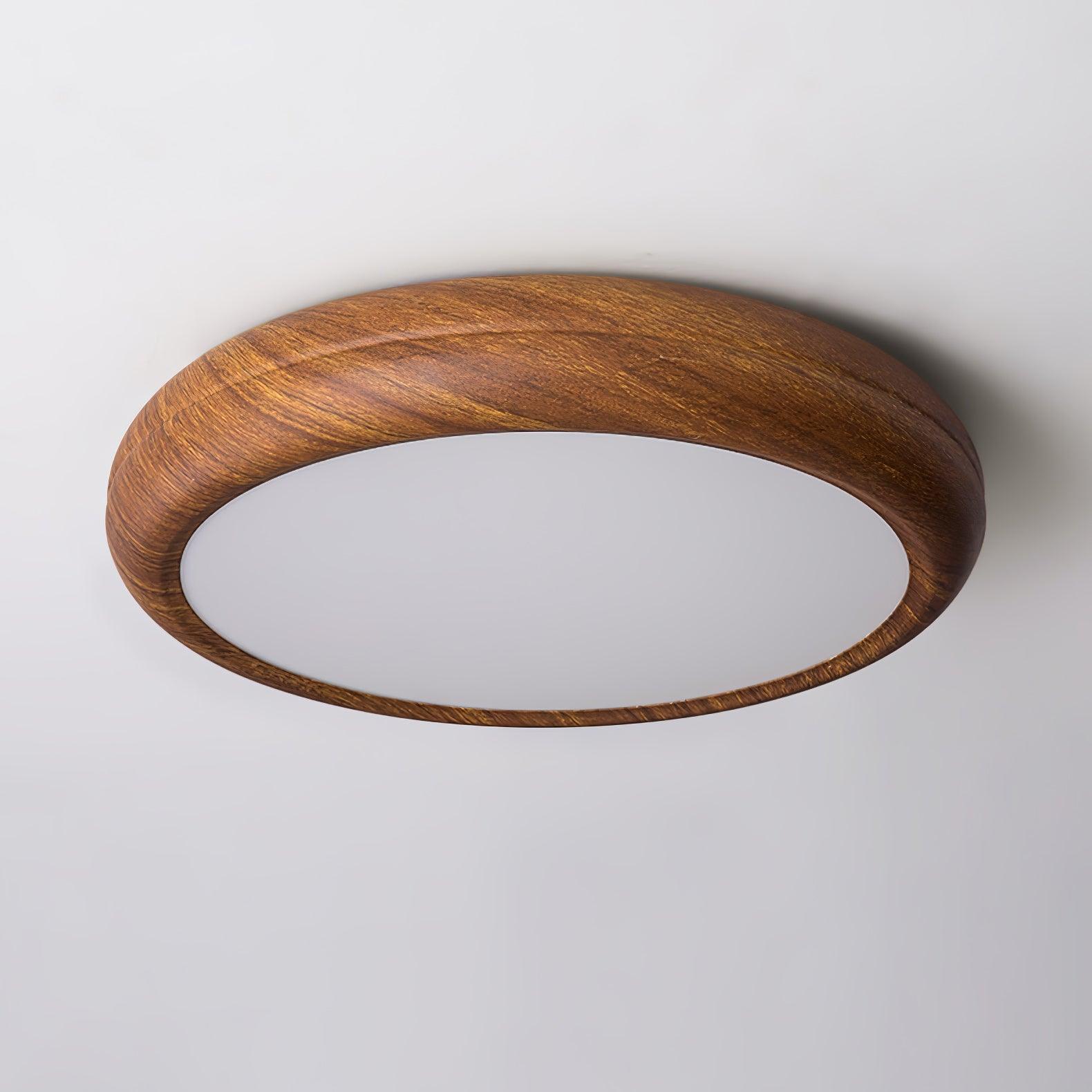 Lampe de plafond ronde avec effet de veines de bois