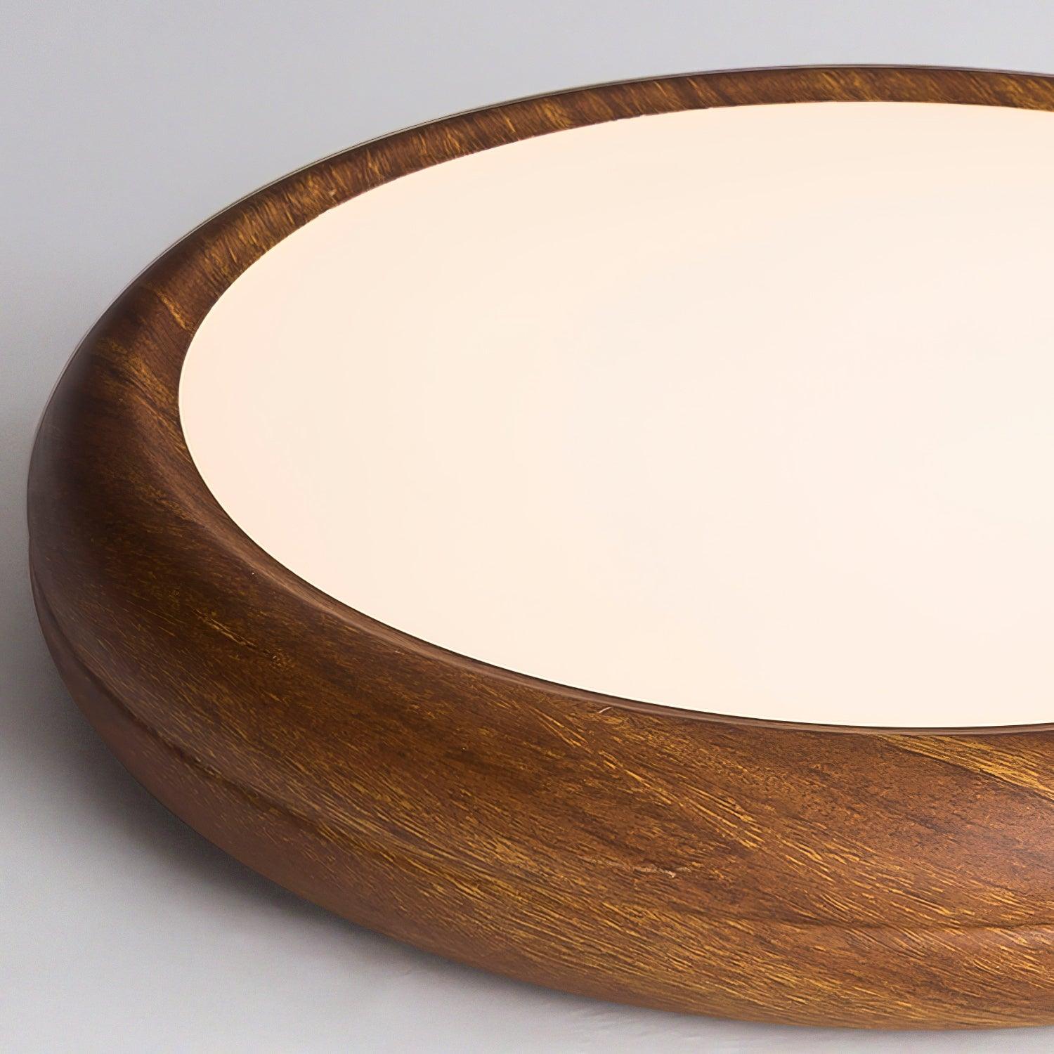 Lampe de plafond ronde avec effet de veines de bois