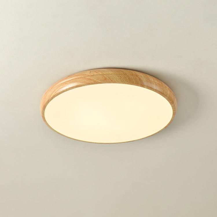 Lampe de plafond ronde avec effet de veines de bois