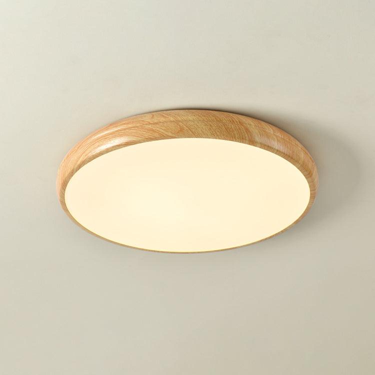 Lampe de plafond ronde avec effet de veines de bois