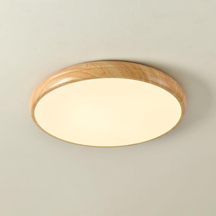 Lampe de plafond ronde avec effet de veines de bois