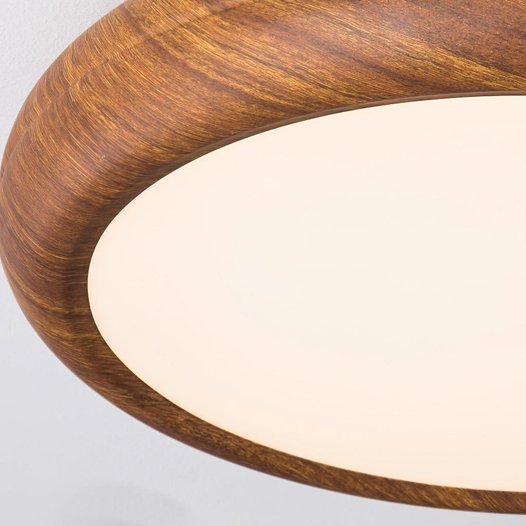 Lampe de plafond ronde avec effet de veines de bois