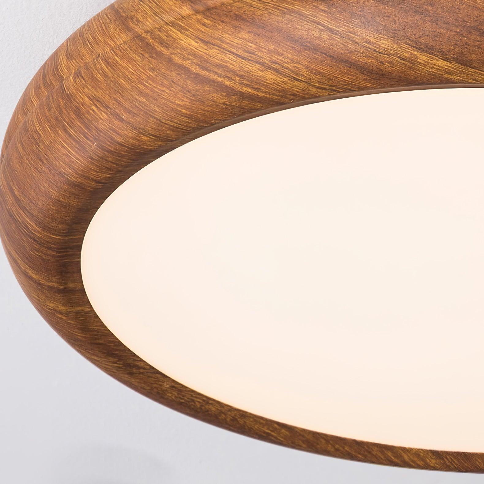 Lampe de plafond ronde avec effet de veines de bois