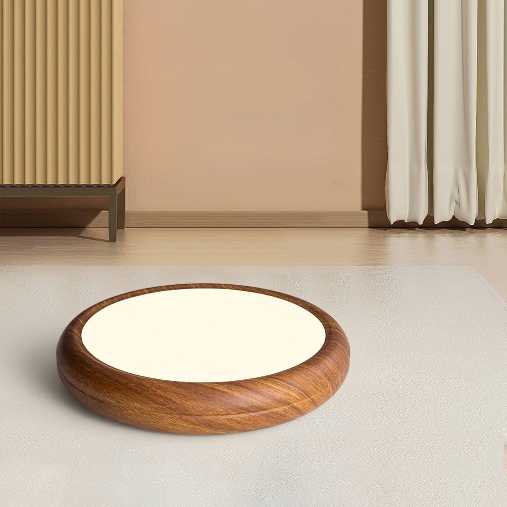 Lampe de plafond ronde avec effet de veines de bois
