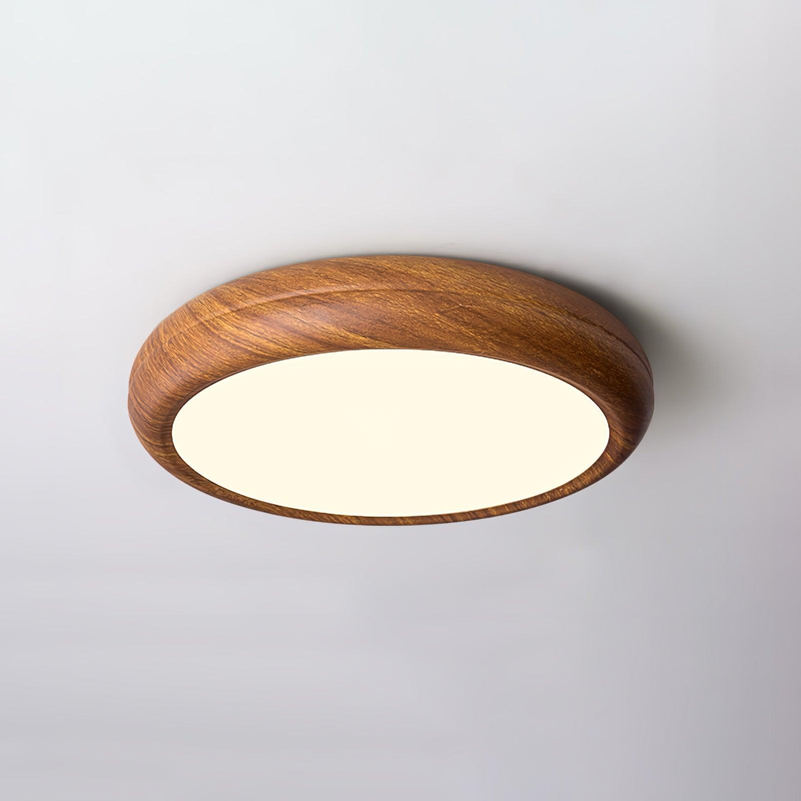Lampe de plafond ronde avec effet de veines de bois