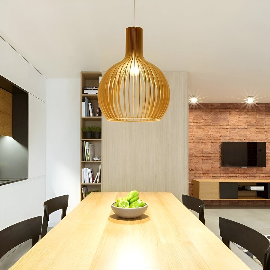 Lampe Suspendue Nordic Wood – Lampe Vintage en Bois avec Design Rustique pour le Salon