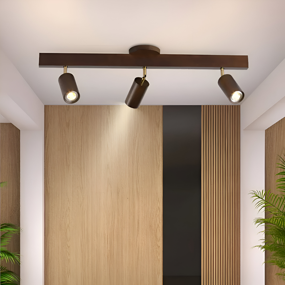NordBeam – Spot de Plafond Réglable en Bois et Métal avec Éclairage LED