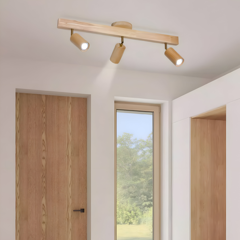 NordBeam – Spot de Plafond Réglable en Bois et Métal avec Éclairage LED