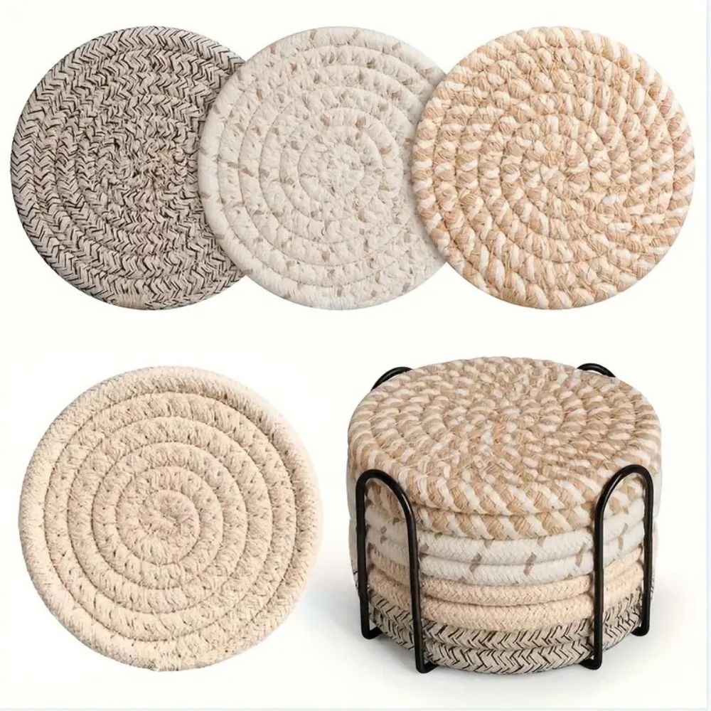 Ensemble de Sous-Verres Tissés | Ensemble de 8 Pièces
