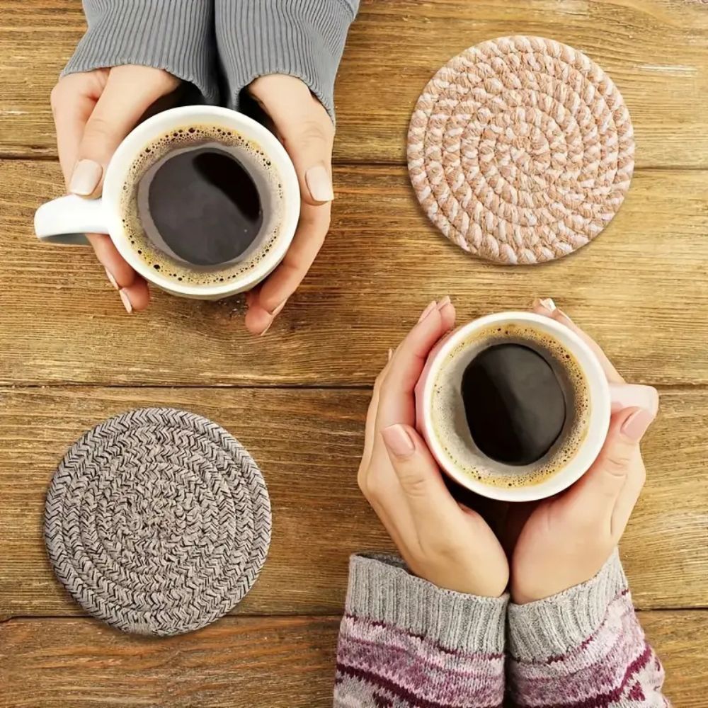 Ensemble de Sous-Verres Tissés | Ensemble de 8 Pièces