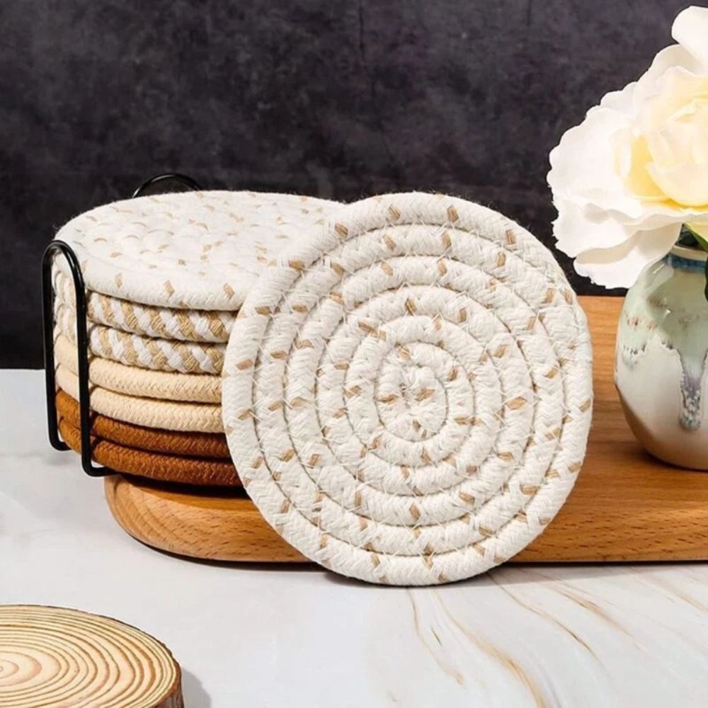 Ensemble de Sous-Verres Tissés | Ensemble de 8 Pièces