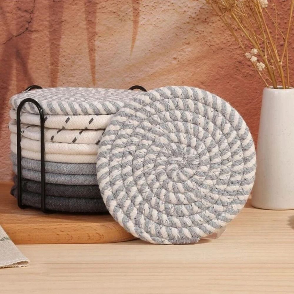Ensemble de Sous-Verres Tissés | Ensemble de 8 Pièces